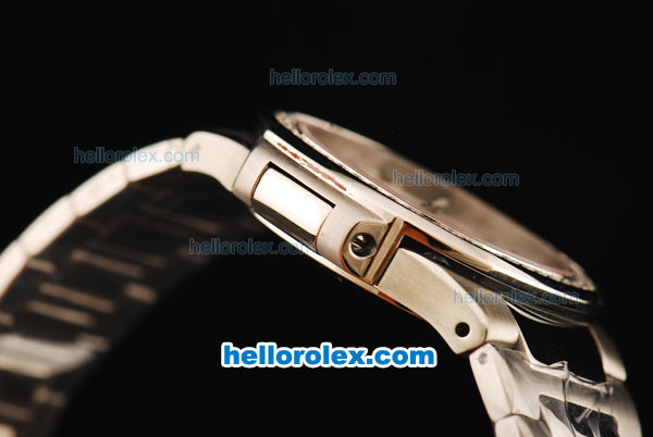 Patek Philippe Nautilus Swiss Quartz Movement Full Steel with White Markers and Diamond Bezel - Click Image to Close